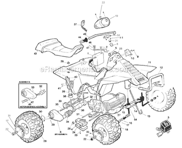 Page A Diagram and Parts List for 75560-9993  Power Wheels Ride-On Cars